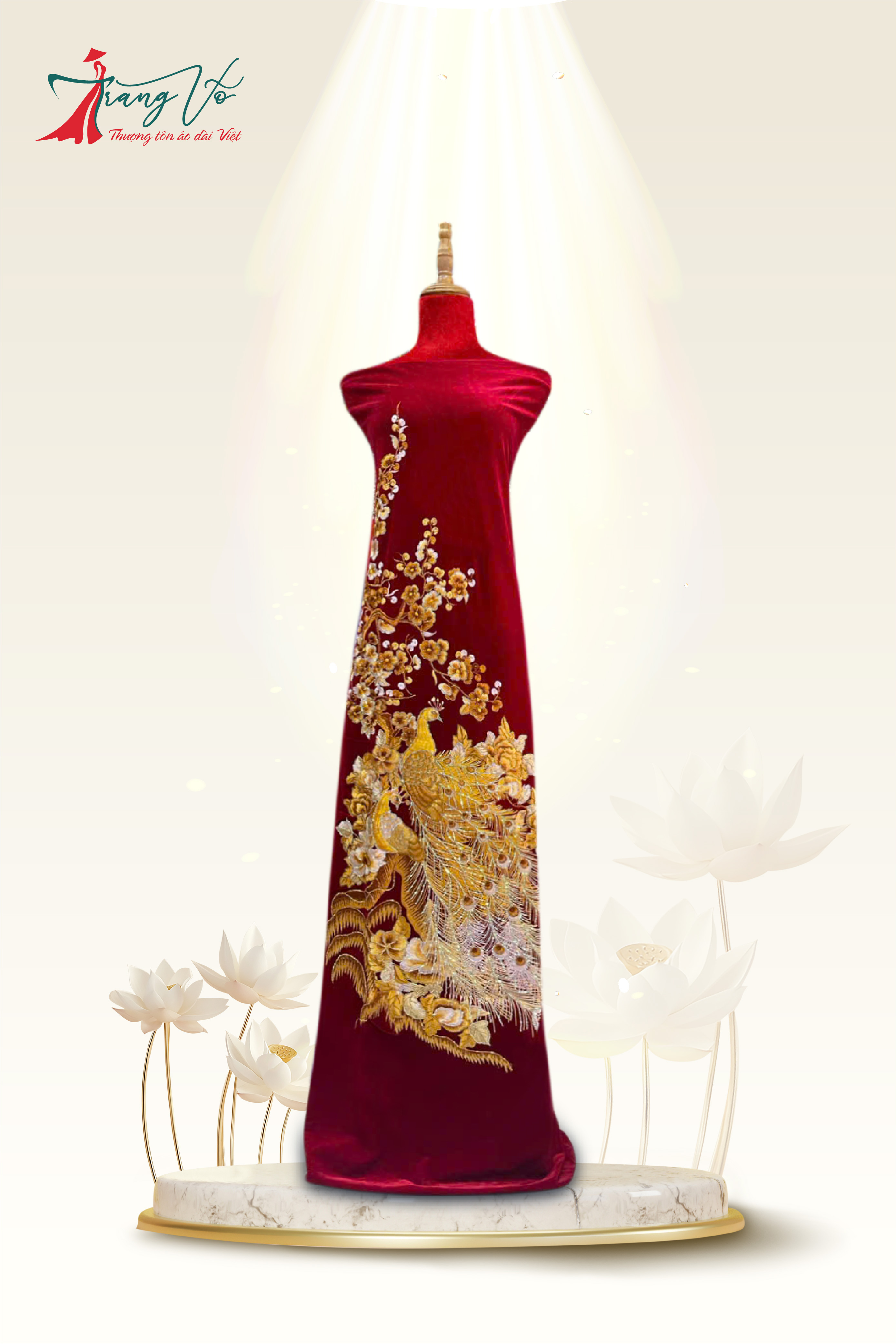 NHUNG TUYẾT THÊU KẾT PHA LÊ HỌA TIẾT CHIM CÔNG #02112401